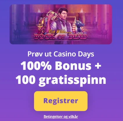 Casinodays registration bonus.